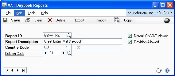 CHAPTER 1 VAT SETUP If you want to report VAT for Austria too, then you must create another report ID, with the country code as AT.