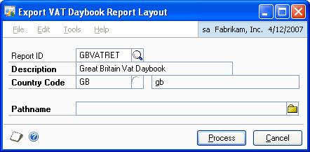 Exporting a report layout You can use the Export VAT Daybook Report Layout window to export an existing report ID to a text file. To export a report layout: 1.
