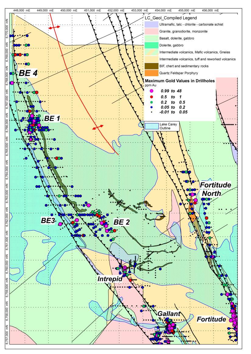 Lake Carey- Exploration Upside The company has completed over 46,500m of aircore drilling, 1,860m of RC drilling and 1,958m of diamond drilling on exploration targets since 2017 Majority of the