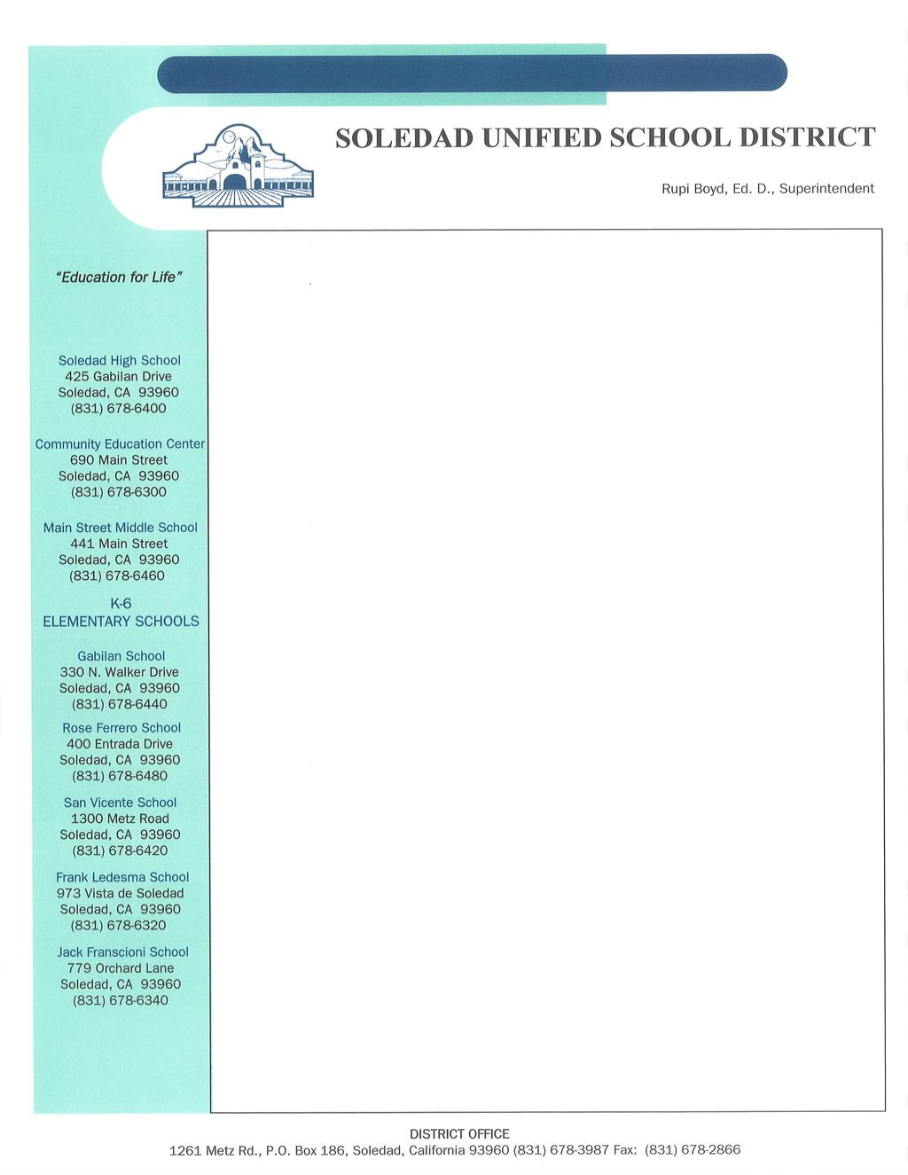 This section of Soledad Unified School District's (the District) annual financial report presents our discussion and analysis of the District's financial performance during the fiscal year that ended