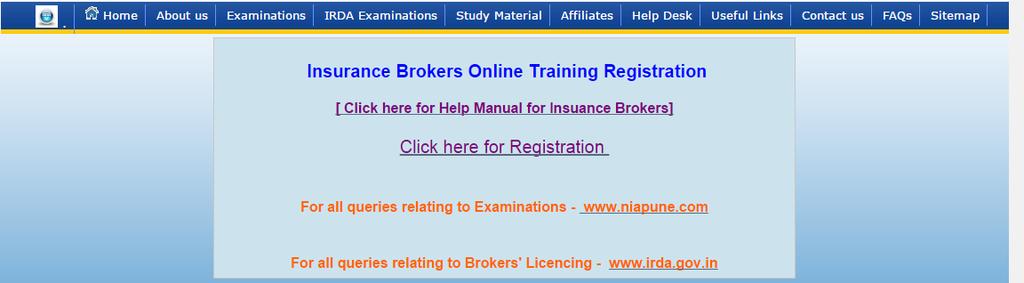 Registration for Online Training of Insurance Brokers