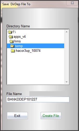 When saving the ACH file, select (highlight) the folder in which you would like the file saved to. You can name the file anything under File Name option. Click on Create File.
