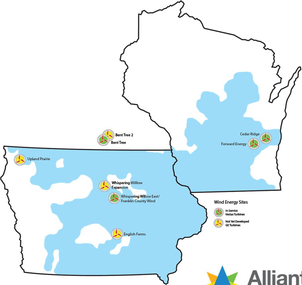 Wind Development Progress Regulatory Approvals Iowa (IPL) RPU I: IUB approval for up to 500 MW in 2016 RPU II: filed additional IUB request in August 2017 for up to 500 MW Wisconsin (WPL) Plan to