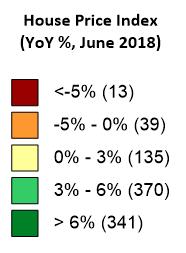 Home Price Appreciation Data: June 2018 Source: