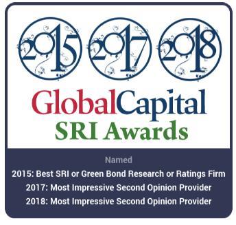 verification of their frameworks. Global Capital named Sustainalytics the Most Impressive Second Party Opinion Provider in 2017.