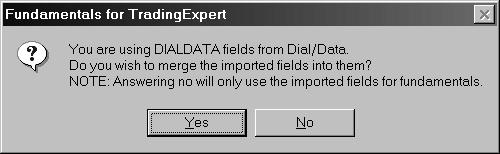 The final step in the setup procedure for the import of the file is to answer the question asked on the next screen.