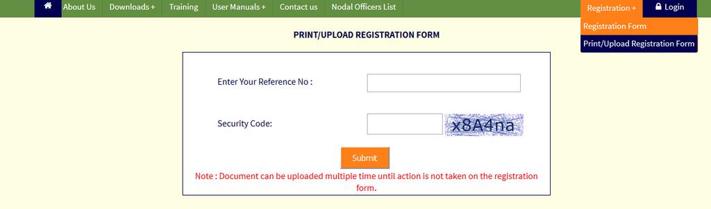 REGISTRATION OF PAO (contd ) 9. Reference number is generated in the format BHVYSA.. 10.Note the reference number and take the print out of the form. 11.