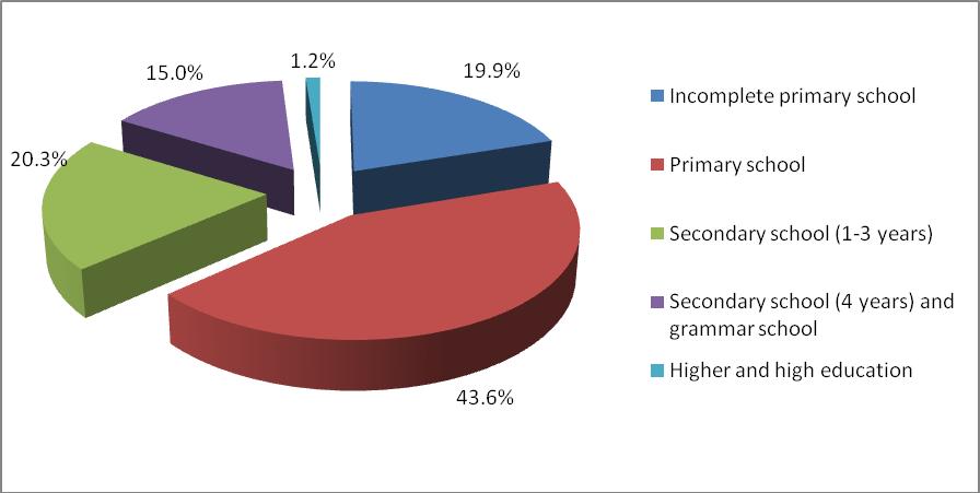 Figure 3: Poverty Structure According to Education of Household Holder, 2007 Source: Team estimation using of HBS data for 2007 The size of the household influences the poverty, too.