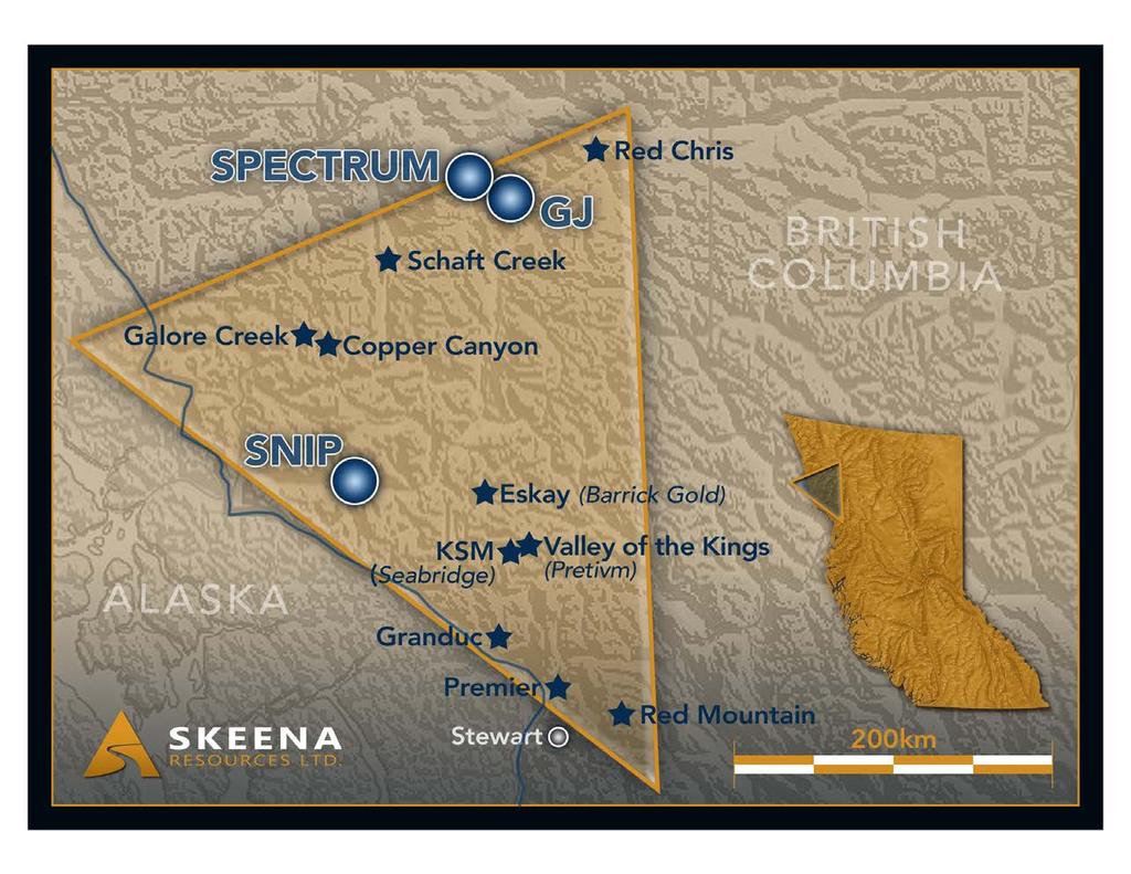 Property Locations BC s Golden Triangle Three projects located in the prolific Golden Triangle of BC, an historic and current multi-million oz