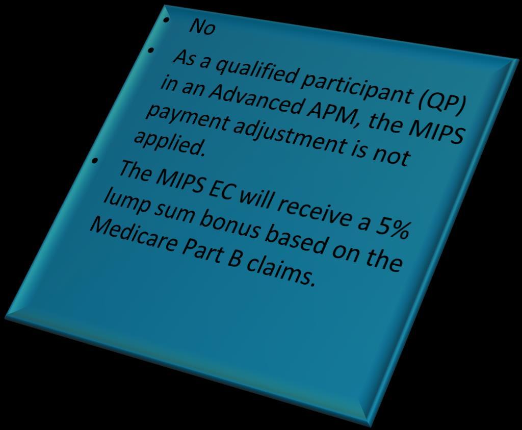 Payment Adjustment Scenarios Will the MIPS EC get a positive payment adjustment applied to his 2019 claims?
