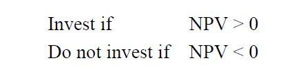The three financial criteria based on financial theory Net present value (NPV) Internal rate of return