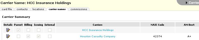 Example 4: Agency does not have a contract with HCC Insurance Holdings but they do with Houston Casualty Company In