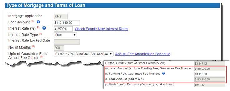 LOAN TERMS Loan Amount Total loan amount, including any portion of Guarantee Fee being