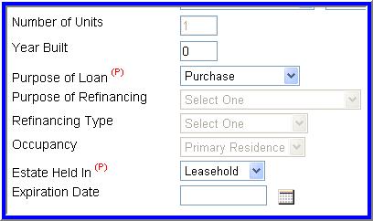 LOAN TERMS 10. Number of Units will default to 1. 11. Enter the Year Built ; the year the property was built. 12.