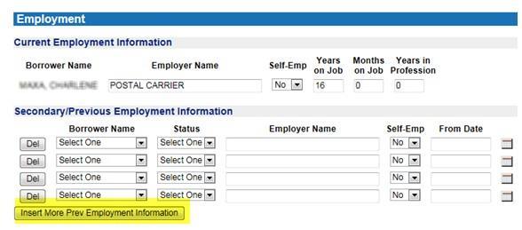 EMPLOYMENT Employment Information Two year history required for all borrower for whom repayment income is being used.