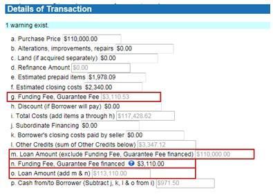 TRANSACTION DETAILS Details oftransaction Each portion associated with the loan is identified and automatically totaled.