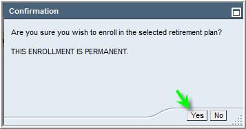 Employee Self-Service (ESS) Screens - My First Days Retirement Plan Enrollment Page 10 of 11 Notice the Enrolled column now displays a checkmark for both Plan Types of Retirement as well as