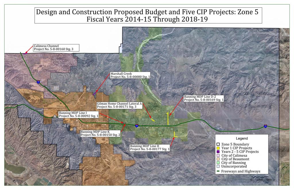 Design and Construction Proposed Budget and Five CIP Projects: Zone 5 Fiscal Years 2014-15 Through 2018-19 Calimesa Channel Project No. 5-8-00160 Stg.