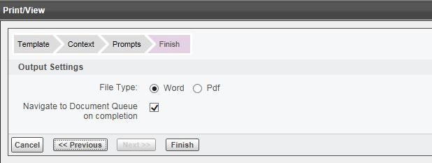 Click on the Finish button. You will then navigate to the Document Queue tab where you can open or download the document.