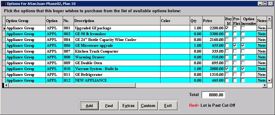 The Color column allows you to select any predefined color choices from a drop down or you can enter them manually. You can also change the Qty as necessary.