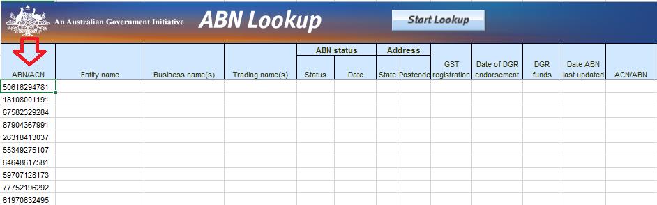 error has not been made Use ABN Lookup spreadsheet to check ALL suppliers
