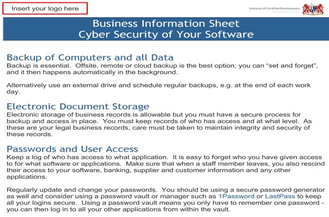 Discussions Cyber Security Business Information Sheet Cyber
