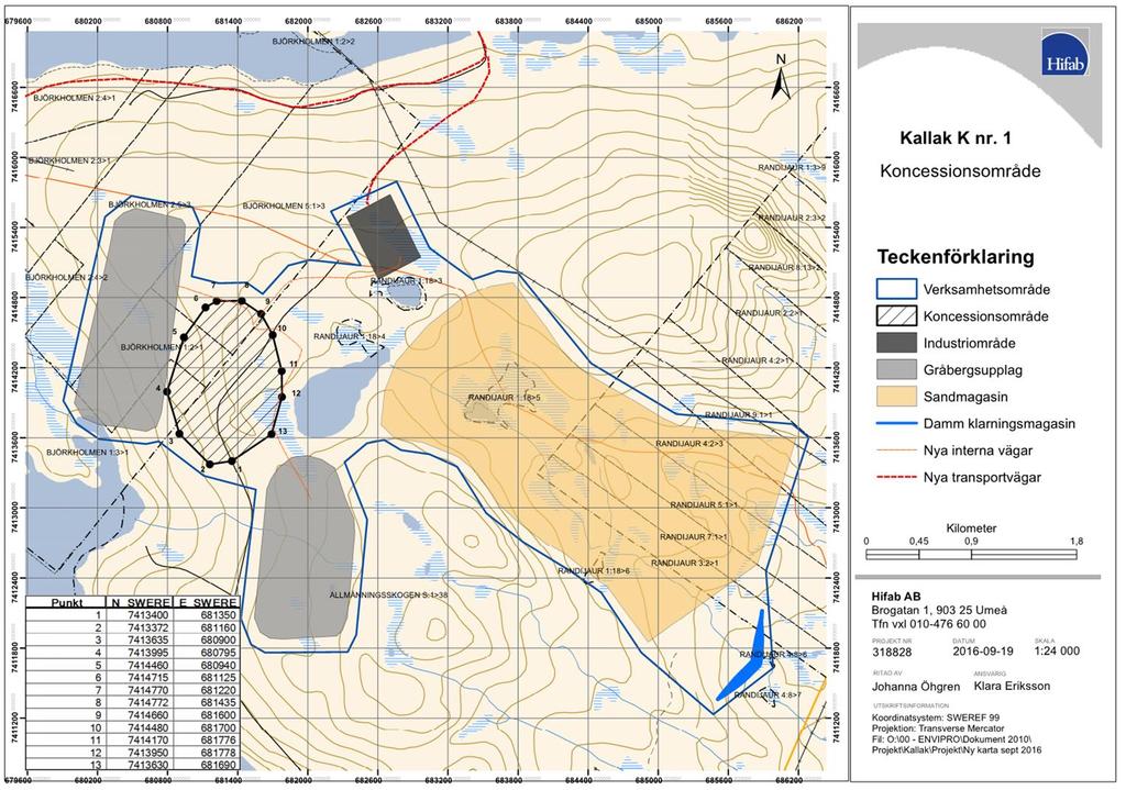 Kallak Environmental Impact Assessment The Company s application for an Exploitation Concession includes a technical description: - covering the Concession Area, the actual deposit to be mined,