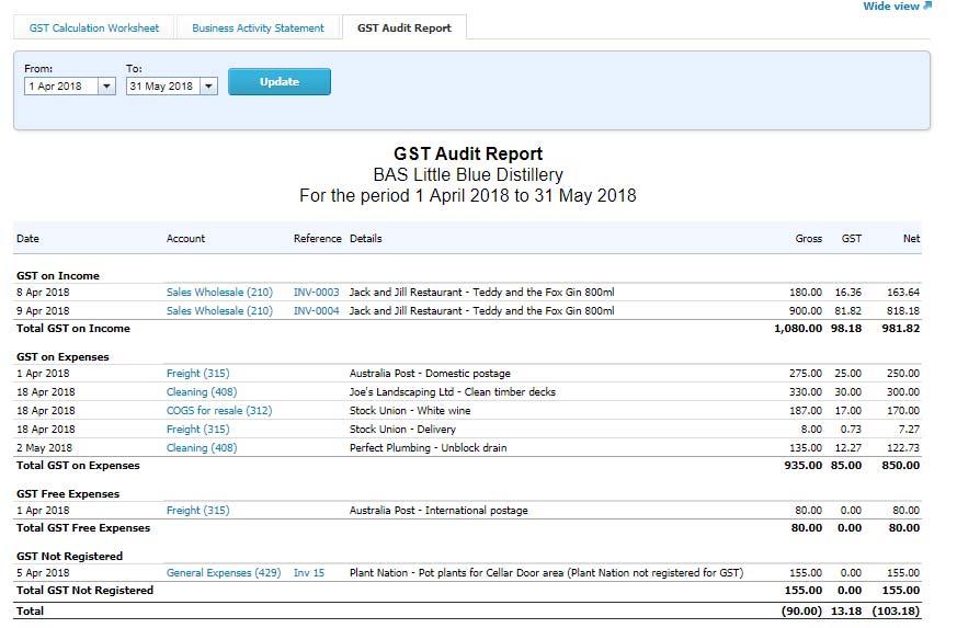 Entering GST transactions in Xero Check Business Activity Statement Report As we enter the transactions in this chapter you should check the GST Audit Report and the GST Calculation Sheet to learn