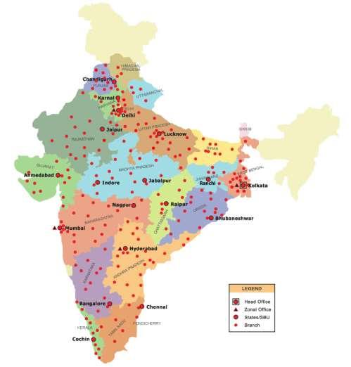 Branch Network Pan - India Network 232 branches with presence across 24 states/ut 9,788 employees including 7500+ FOS Region-wise Distribution of