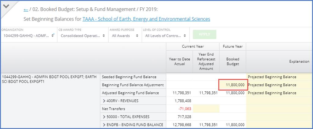 You want to manually enter OR adjust your Beginning Balances In the column, enter a Beginning Fund Balance Adjustment in the yellow entry cell.
