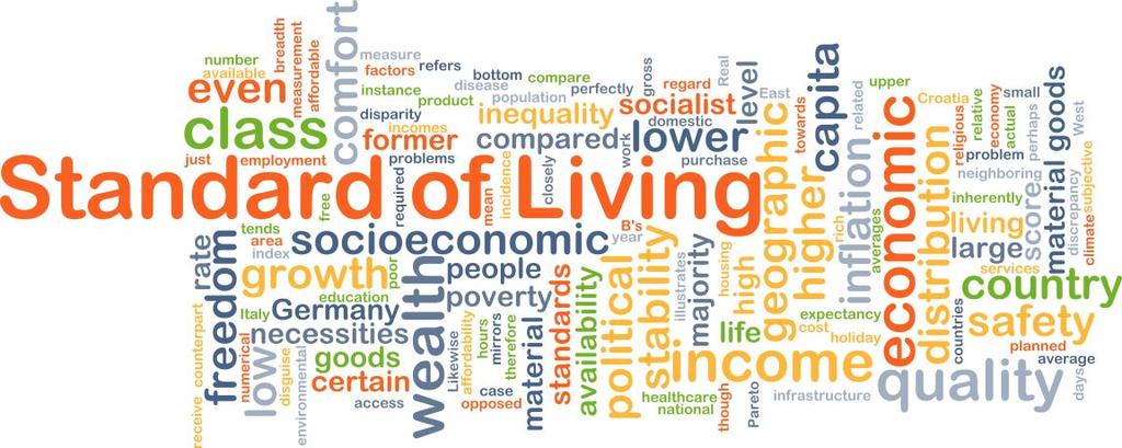 Domain 3 Adequate standard of living Standard of living refers to the level of wealth, comfort, material goods and necessities available to people.