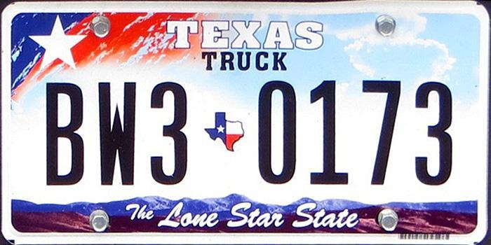 License Plates Texas law requires that two