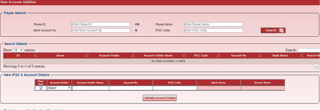 Step 1- Login with Maker Login-id to provide the new account details for approved & e signed payee.