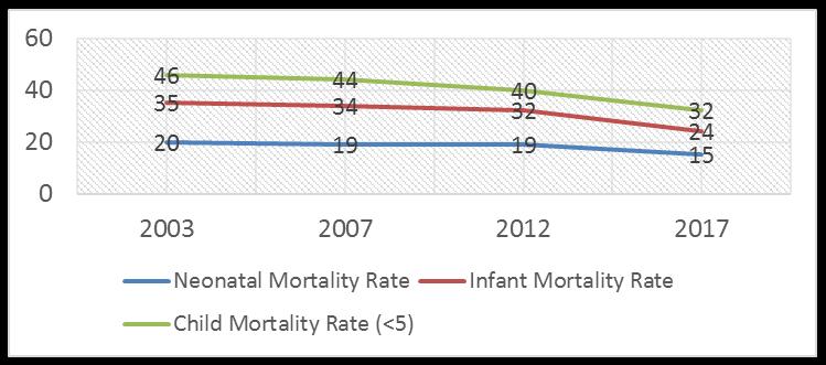 INDONESIA HEALTH STATUS (2) Neonatal Mortality Rate Trend Demographic Health Survey Data show that
