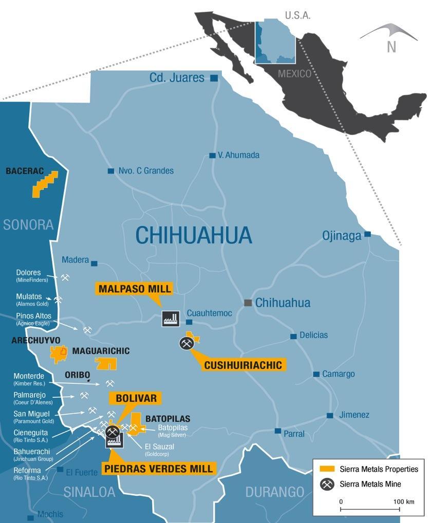 Favourable Infrastructure. Cusi is 135km from Chihuahua City, the state capital, and only 22km from Cuauhtemoc, a regional centre with industrial and manufacturing services.