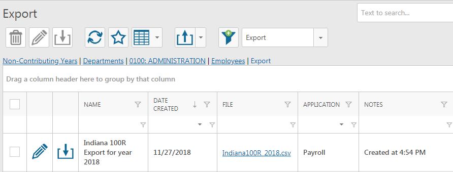 The Export file is found in Payroll Export.