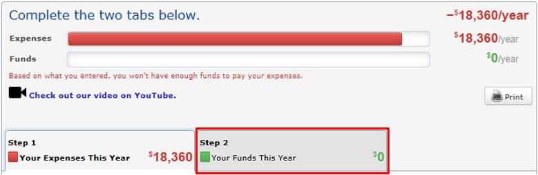 Step 9 Continued: Next, click on the tab 2. Estimate Your Funds This Year.