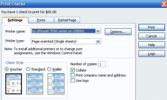 You will then Select Checks to Print by putting a check mark beside each item