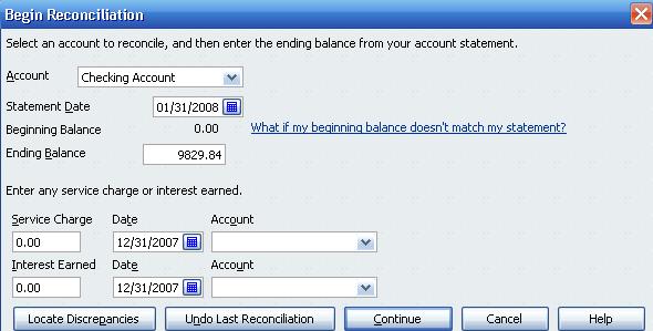 Choose Checking Account when prompted for the Account, enter the