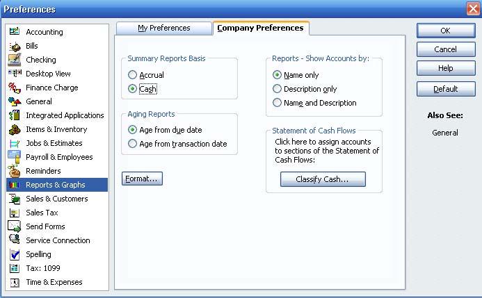 QuickBooks Reports Accounting Basis Before running reports, you will want to choose your Accounting Basis.
