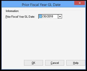 Prior Fiscal Year GL Date Click OK, and the system will create two journal entries.