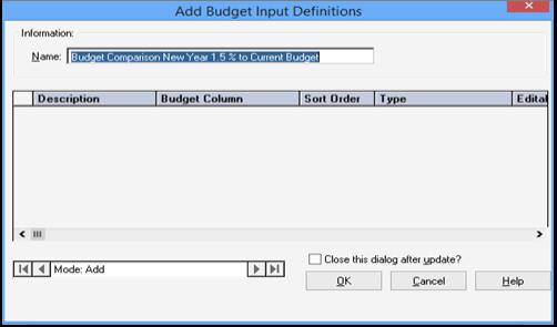 NOTE/TIP Budget Adjustments and Budget Journal Entries both use this window.