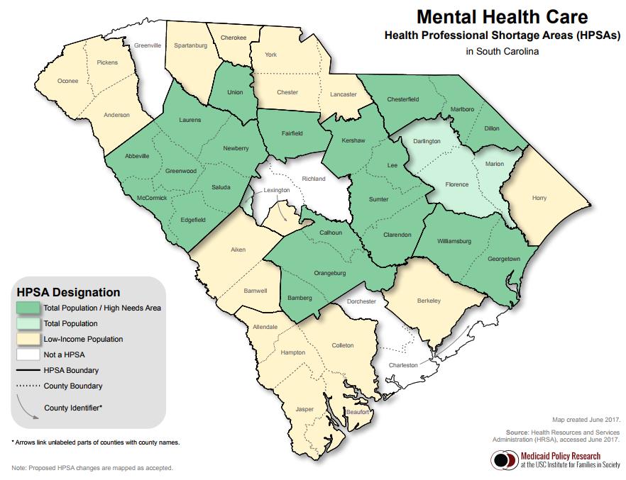 Mental Health Care: The County is a mental health care HPSA for the low income population.