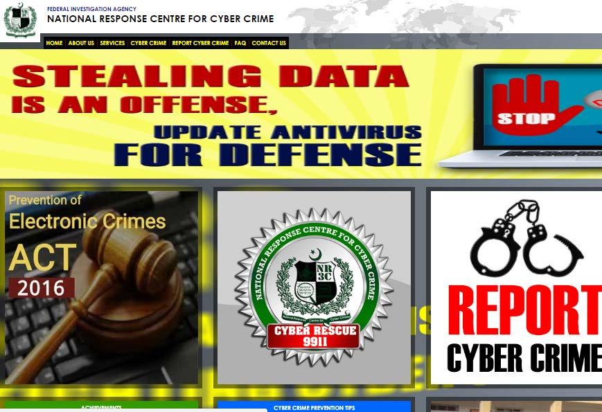 Pakistan Emergency Readiness FIA Established National Response Centre For Cyber Crime (NR3C-FIA) as a is a law enforcement