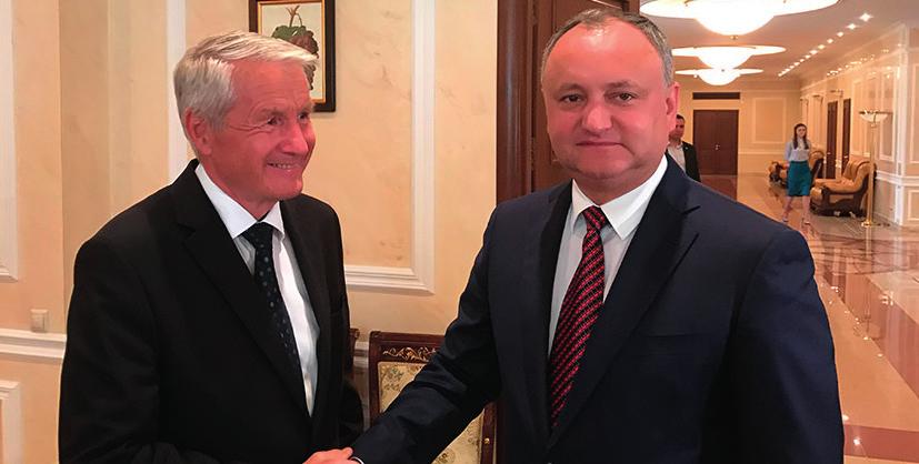 Secretary General Thorbjørn Jagland with President Igor Dodon during his official visit to launch the Council of Europe Action Plan for the Republic of Moldova 2017-2020 (30-31 May 2017).