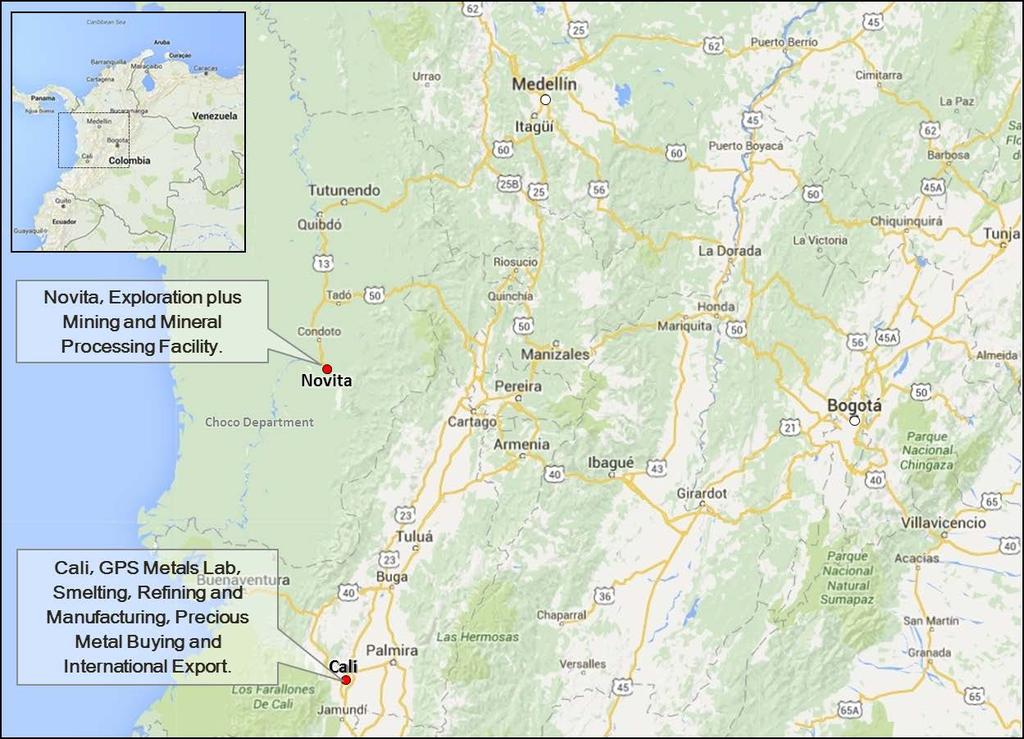 JUNE QUARTER ACTIVITIES REPORT 2016 Figure 2, Location of Cali GPS Metals Lab and Novita operation in western Colombia, South America GPS Metals Lab Cali Refinery, Smelter and Manufacturing Facility