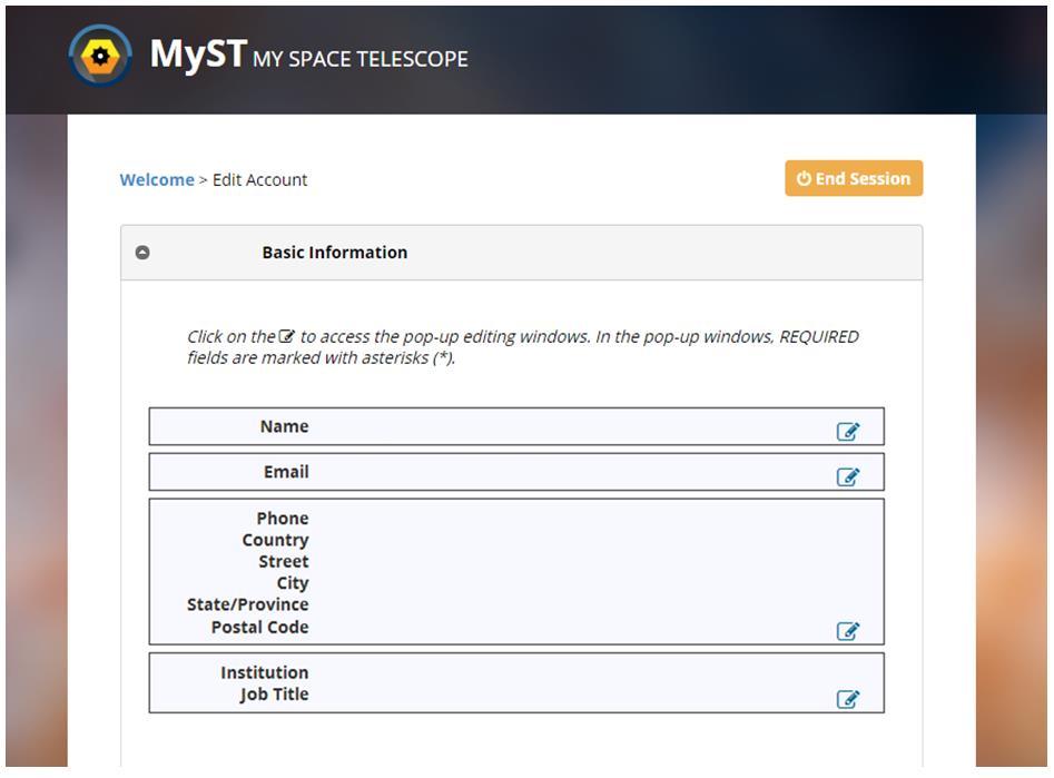 C. Update Your Profile This function directs the user to the MyST Single Sign-on Portal to manage contact information.