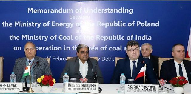 Ministry of Coal - signed a MoU with Ministry of Energy, Republic of Poland - on cooperation in the field of coal mining The agreement would promote clean coal technologies through the already