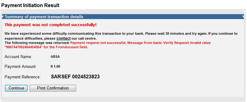 Click Continue to proceed Payment Confirmation The Payment History page will be