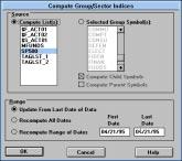 6. Compute Group/Sector Indices function Note Group and sector indices are also created, automatically, during the data retrieval process.